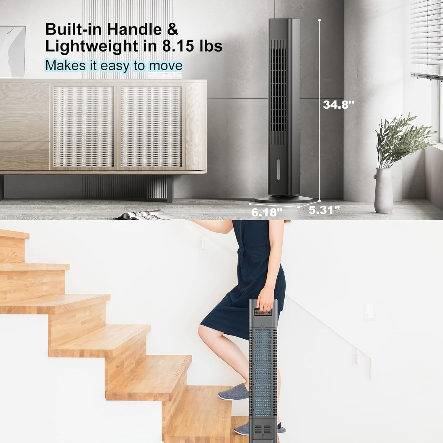 Windowless Portable Air Conditioner Ac Units with Remote, Evaporative Air Tower Cooling Fan, Small Indoor Outdoor Oscillating Swamp Cooler for Room Office Kitchen,7H Timer, Black