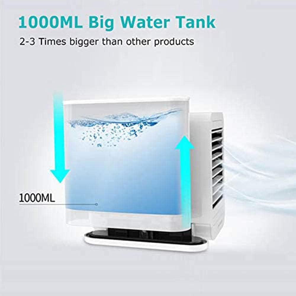 Portable Air Conditioner Fan, 3 In 1 Mini Air Conditioner Water Cooling Fan Touch Screen Timing Artic Cooler Humidifier Bladeless Fan-White
