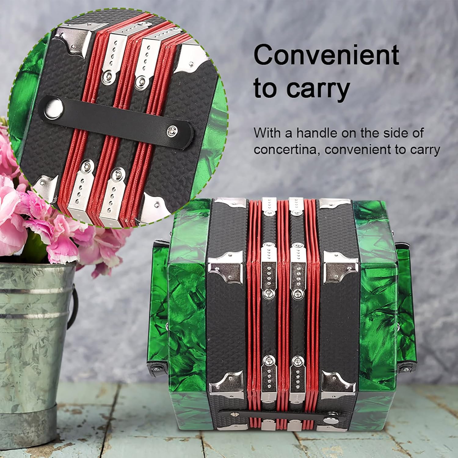Gaeirt Professional Concertina concertina for beginners 20 Buttons Accordion with Strap and Carrying Bag Beginner Musical Instrument for Daily Practice Stage Accordions
