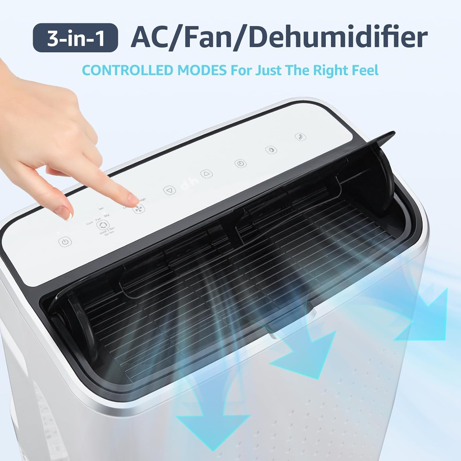 Efficient 3 in-1 Portable Air Conditioner - 14000 BTU Cooling, Whisper-Quiet Operation, 24-Hour Timer, Moveable Wheels, and Easy-to-Use Controls