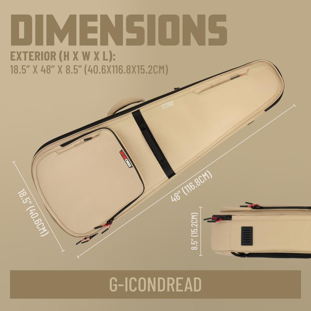 Gator Cases ICON Series Premium Weather Resistant Gig Bag for Acoustic Guitars with TSA Luggage Lock-Friendly Zipper Pulls; Khaki (G-ICONDREAD-KHK)