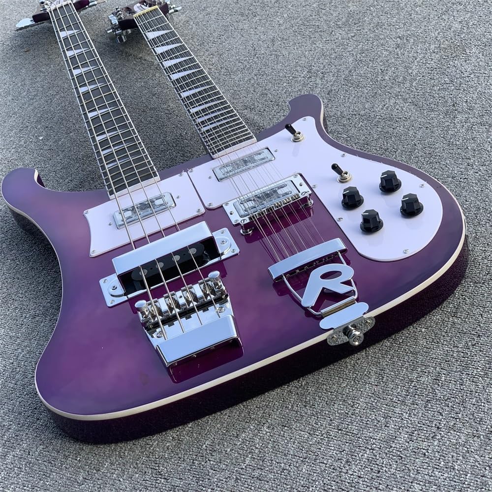 Custom Double Neck: 4-String Bass & 12-String Guitar - Purple