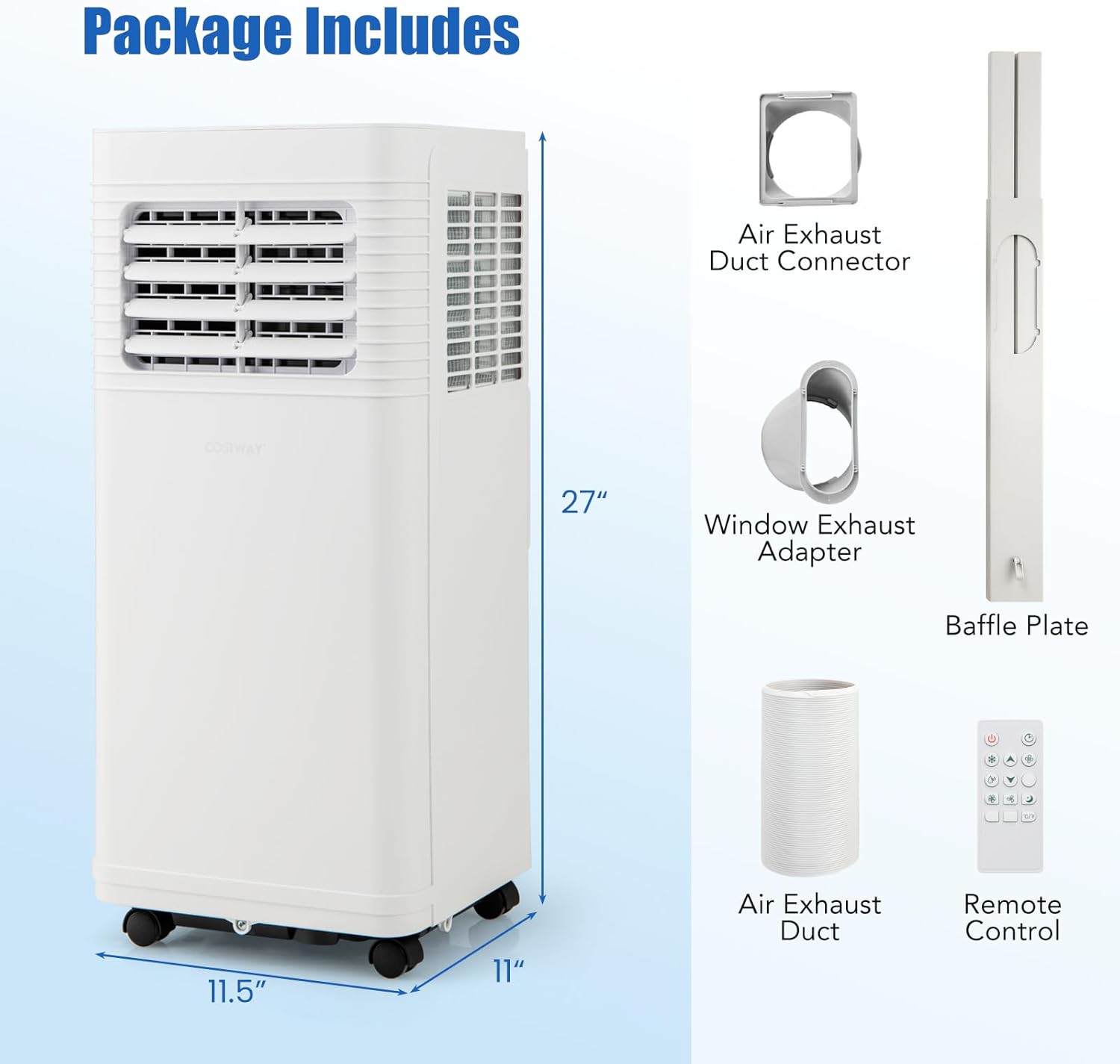KOTEK Portable Air Conditioners, 9000 BTU Cools up to 300 Sq.Ft, 4-in-1 AC Unit for Bedroom with Dehumidifier, Fan, Cooling Mode & Window Kit, Room Air Conditioner Portable for Home Office (9000BTU)