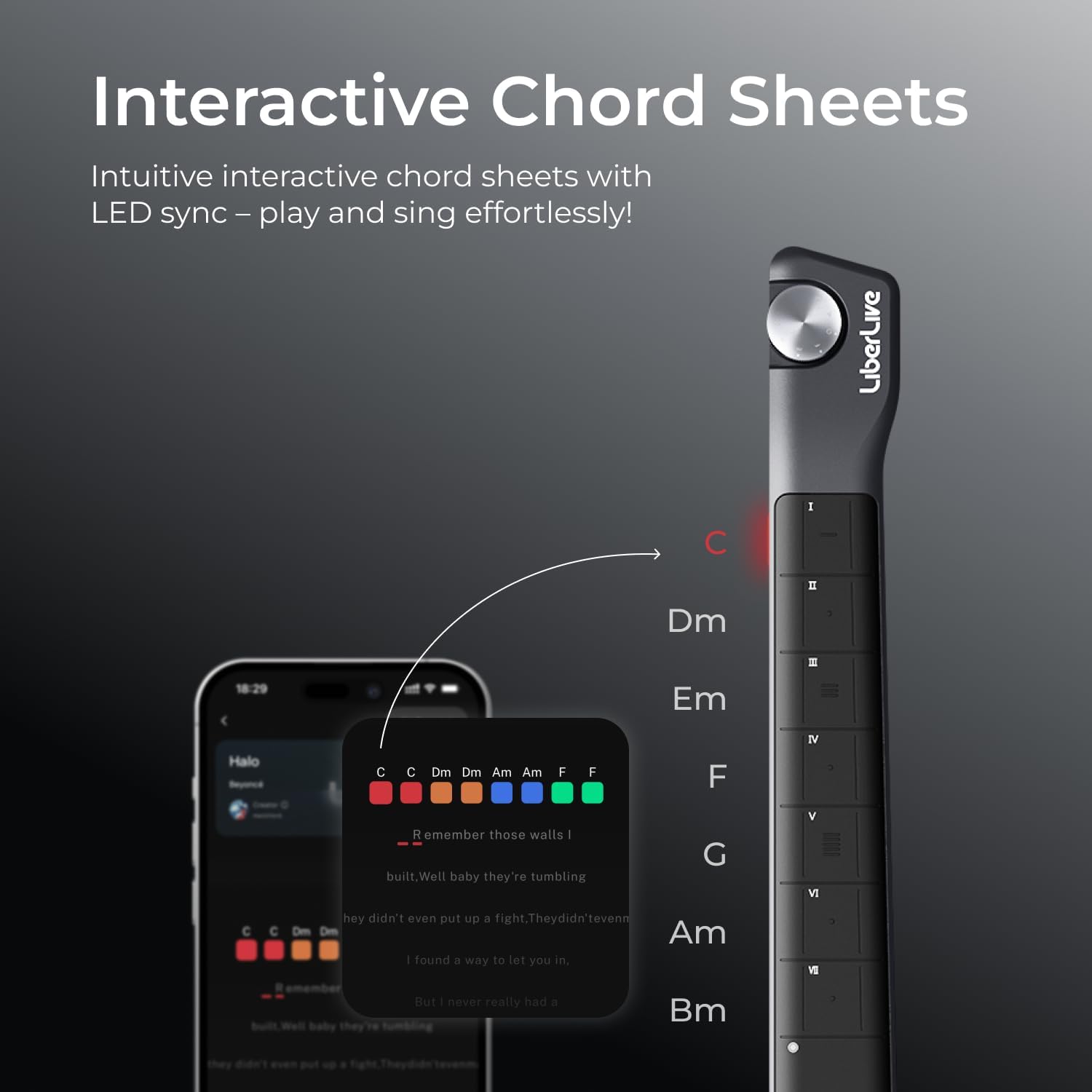 C1 Stringless Smart Guitar, Foldable Travel Backing Guitarra, Chord Generator, App Interactive Chord Sheets, Built-in Drum Machine & Bassline for One-Man Band, For Adults & Teens (White)