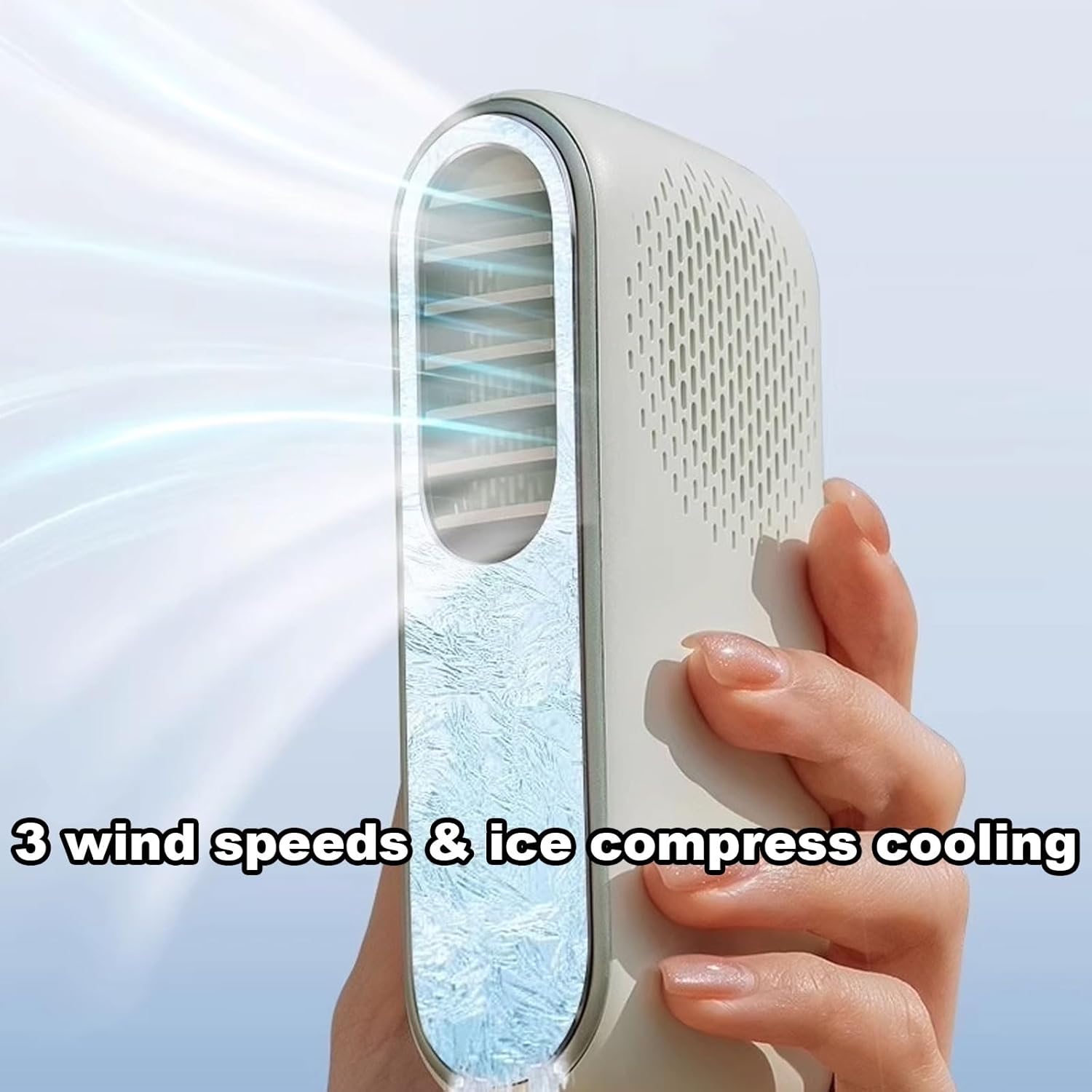 Fans That Blow Cold Air 3 Wind Speeds Desk Air Conditioner Small Quiet Bladeless Design Handheld Small Fan Rechargeable No Assembly Required(Rose)