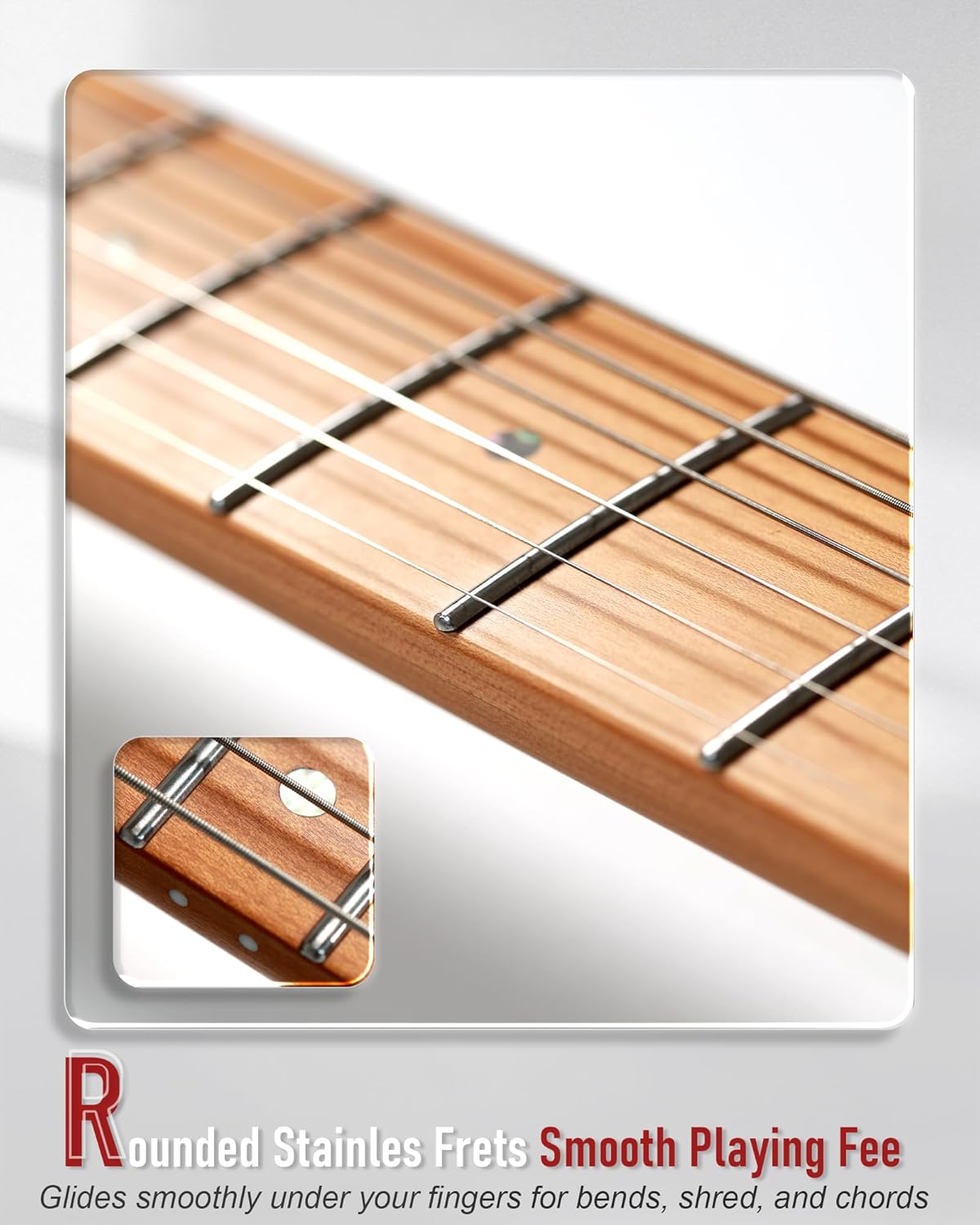 AKLOT Modern TL Electric Guitar – Dual Humbucker with Coil Split, Roasted Maple Neck & Flame Maple Top, Locking Tuners, Beginner & Intermediate Guitar, Inferno Burst