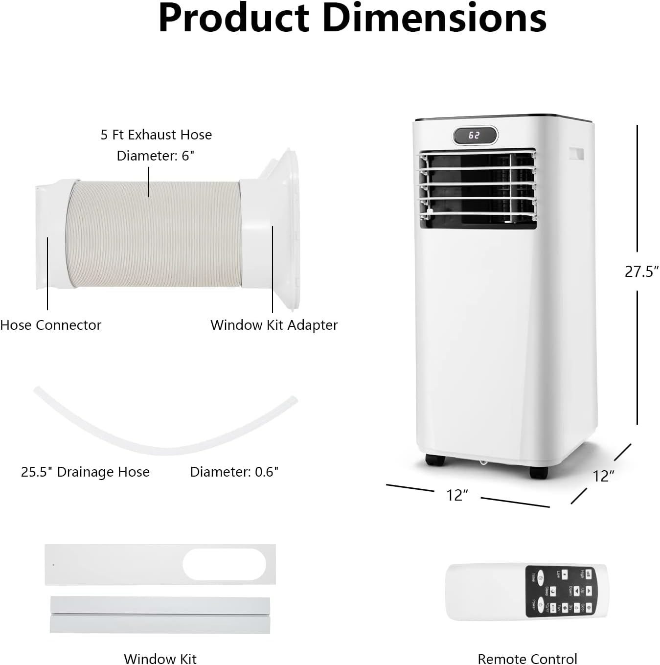 ARLIME Air Conditioner Portable, 10000 BTU Cools up to 350 sq. ft, Portable AC Unit with Fan & Dehumidifier, 2 Speed, Child Lock, 24H Timer, LED Display, Air Cooler for Living Room, Bedroom, Office