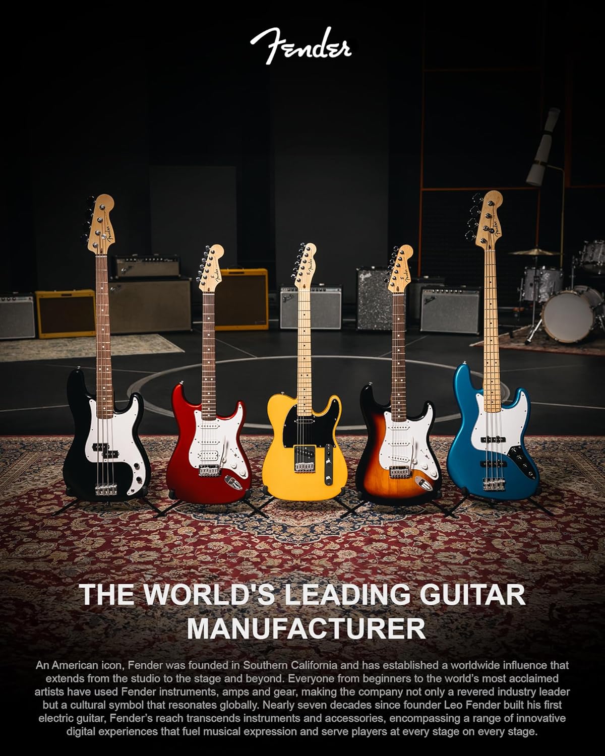 Fender Standard Stratocaster - 3-Color Sunburst Bundle with Strap, Guitar Cleaning Kit and Austin Bazaar Instructional Video