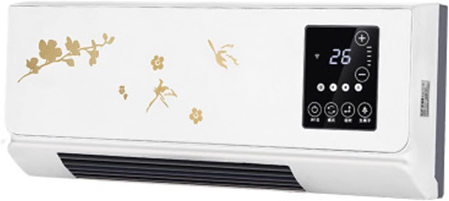 Space Heater 2000W Wall Mounted Air Cooler Conditioner Heater Fan Heating Cooling Room Bathroom Waterproof Remote Timing Air Conditioning Fan Electric Heaters(Grey) (Gold 2000W)