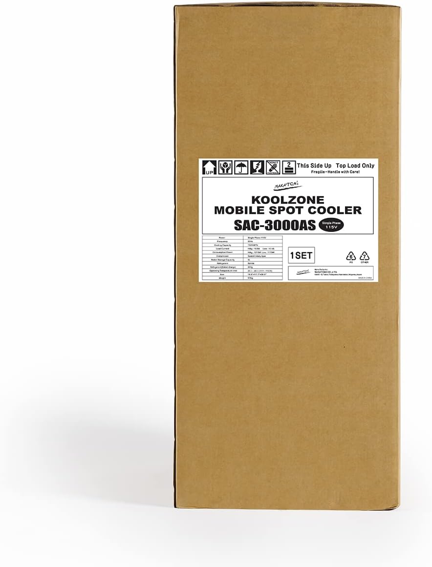 Uninex SAC3000AS Indoor/Outdoor KOOLZONE Mobile Spot Cooler with Twin Duct, Auto-Oscillating, Industrial Grade, 10,236-BTU, R-32 Refrigerant