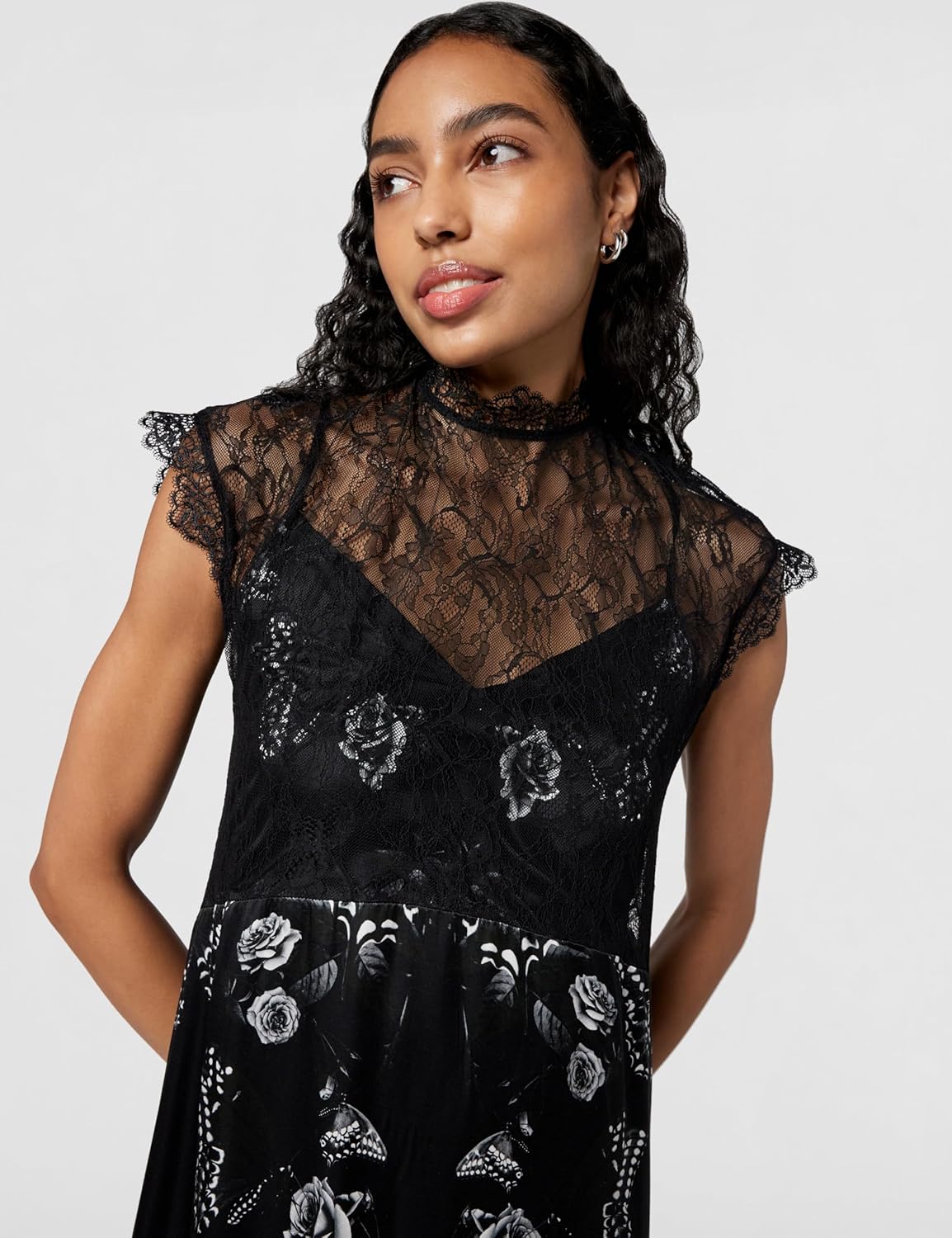 AllSaints Women's Gian Lace Trim Asymmetric Maxi Dress