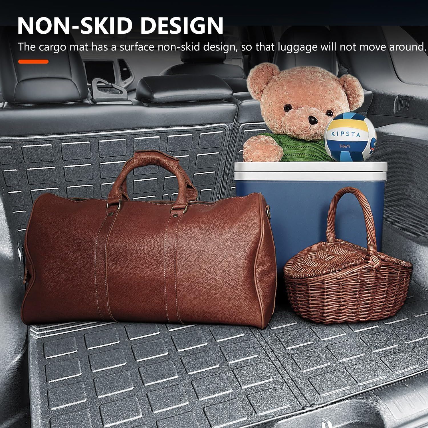 powoq Cargo Mat Compatible with 2019-2023 Jeep Cherokee Trunk Mat TPE Cargo Liner Trunk Liner Replacement for 2019 2020 2021 2022 2023 Jeep Cherokee Accessories