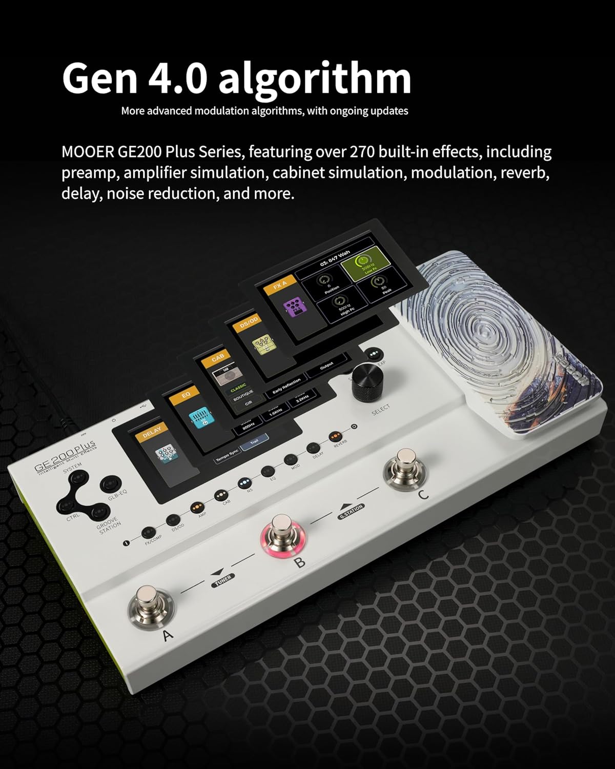 MOOER GE200 Plus Wireless Guitar Pedal Electric Guitar Multieffects Plug to Play, MOOER Cloud Share, MNRS Amp and Cab Sample Files, XLR Stereo Output for Live Show