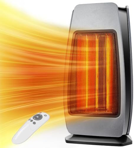 Infrared Space Heaters for Indoor Use, 1500W Electric & Portable Room Heaters with Thermostat, 4 Modes, 24H Timer, 70° Oscillating Electric Space Heater with Remote, Safe for Large Room Use