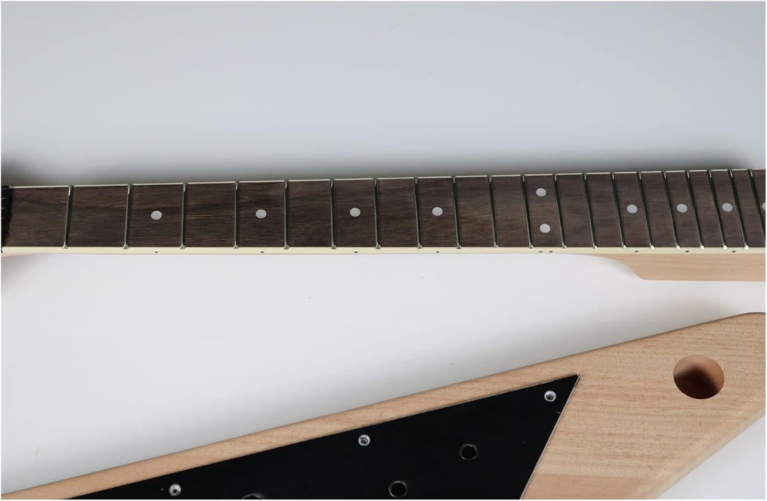 Unfinished Guitar Kit 1set Electric Guitar Kit 22 Guitar Neck Guitar Body Mahogany Rosewood V Shape Handmade ​Guitar Body