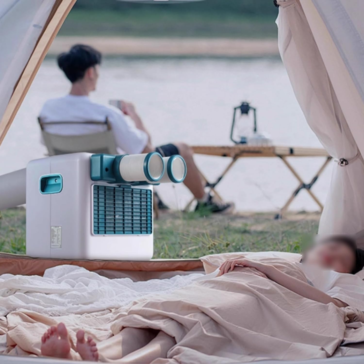 Portable Camping Air Conditioner Small Air Cooler with Remote Control and Timer Compressor Refrigeration for Room Bedroom Office Outdoor, 220V