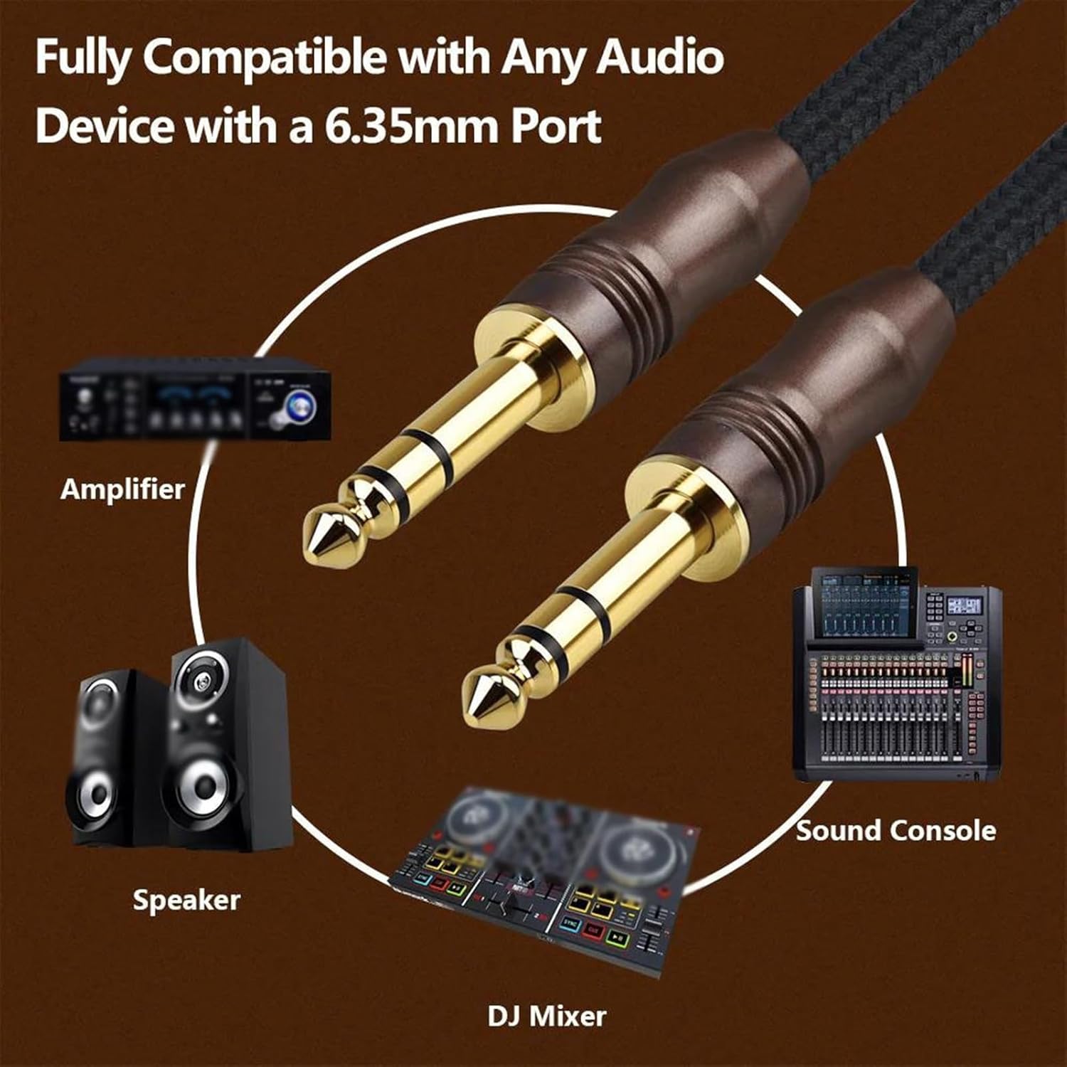 6.35mm 1/4'' TRS Audio Cable Male to Male Guitar Cable for Electric Guitar Bass Keyboard Amplifier Mixer (Color : 10M)