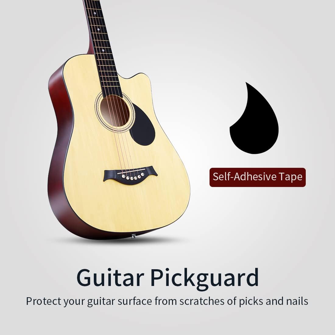 38 in Guitar Acoustic Guitar Beginner kit Adult Cutaway Acoustic Guitar Guitarras Starter Set Bundle with Padded Gig Bag, Strap, Capo, Strings, Picks