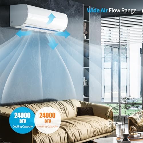 Split System Air Conditioner & Heater, 24000 BTU Split Air Conditioner with compressor and heat pump, 19 SEER4, WIFI Enabled, Remote Control, White