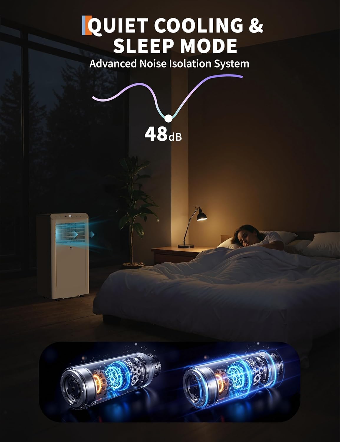 8,000 BTU Energy Efficient Portable Air Conditioner, 3-in-1 AC with Fan & Dehumidifier, Cools 350 Sq.ft Rooms, Remote Control, 24H Timer, Auto Swing, Portable AC Unit for Bedroom/Office