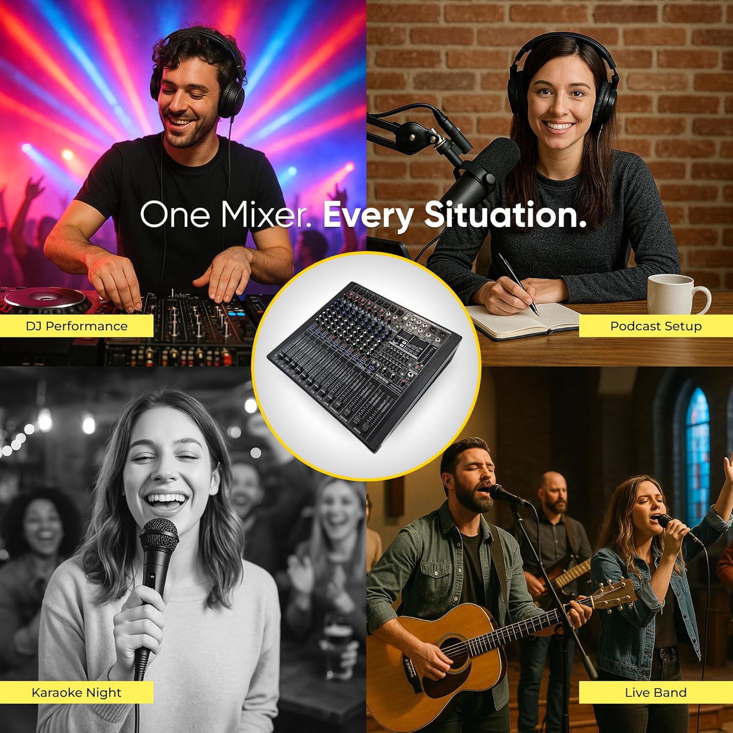 BOWENS PRO 6000W 11-Channel Powered Mixer | Professional Audio Mixer with Dual Class-D 650W RMS Amplifiers, 99 DSP Effects, USB Recording & Playback, Bluetooth 5.0, 3-Band EQ & Compressor