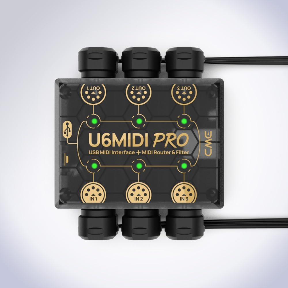 CME U6MIDI Pro + 4-Pack 2-FT MIDI Cables - MIDI Interface with Router, Mapper and Filter + 4-Pack 5-pin DIN Low-Profile MIDI cables