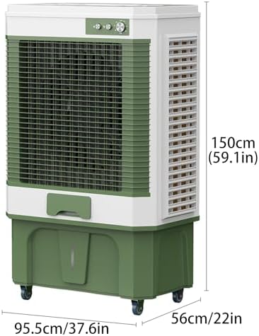 Industry Evaporative Cooler, Windowless Air Conditioners with Large Water Tank and 4 Ice Pack, Portable Swamp Cooler for Garage Patio