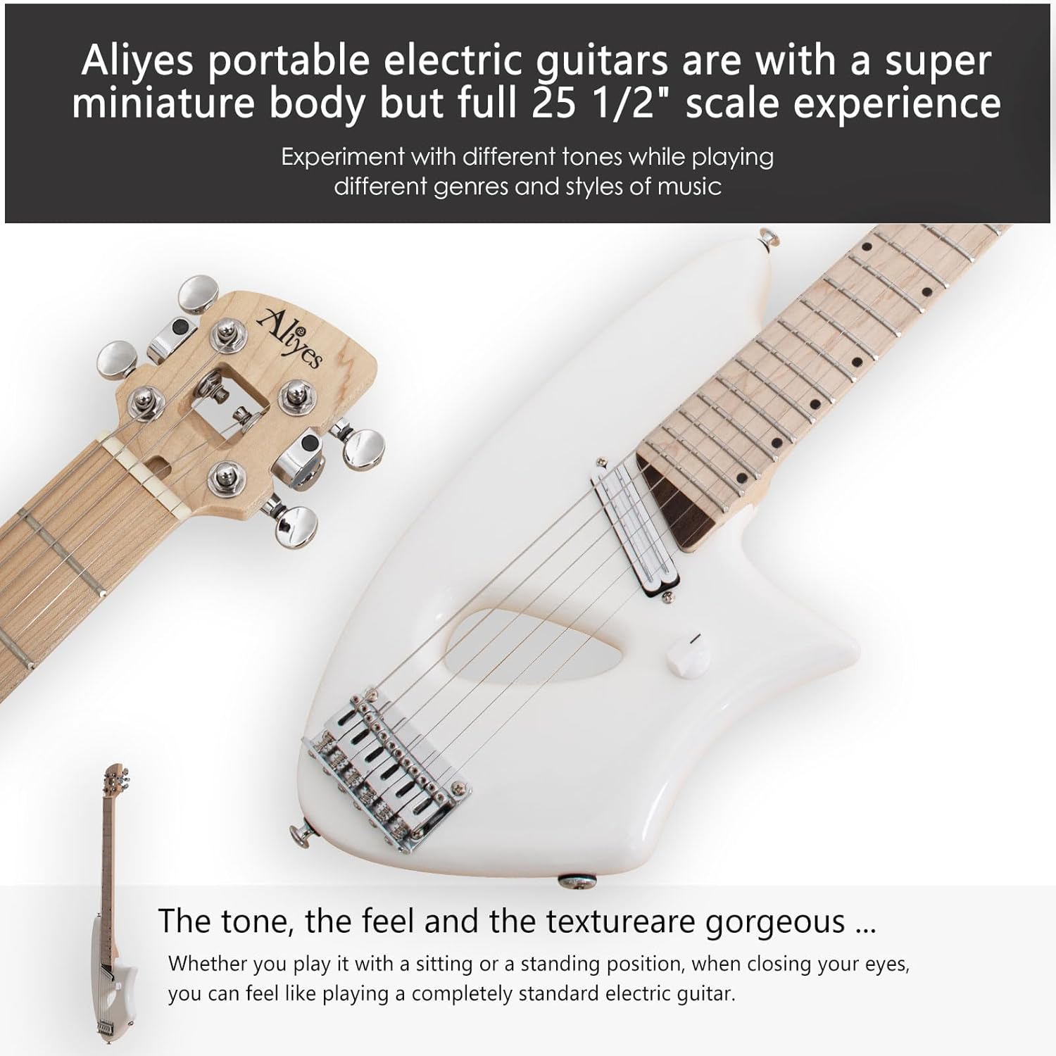 Aliyes Light Electric Guitar For Travel,Full 25 1/2