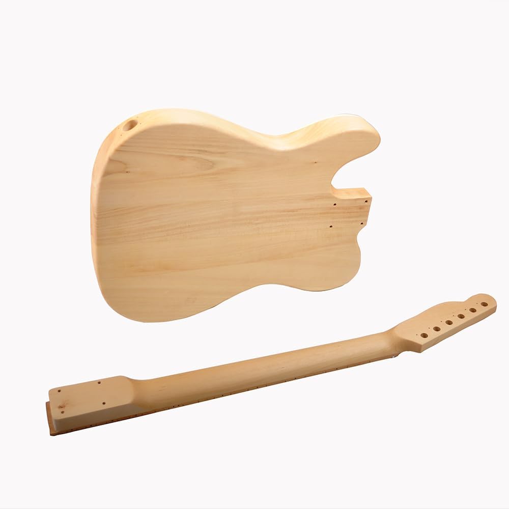 RSW DIY Electric Guitar Kit - Semi-Hollow Body with F-Hole - Pre-Wired Electronics (No Soldering) - Unfinished Basswood T-Style Guitar Building Project for Beginners