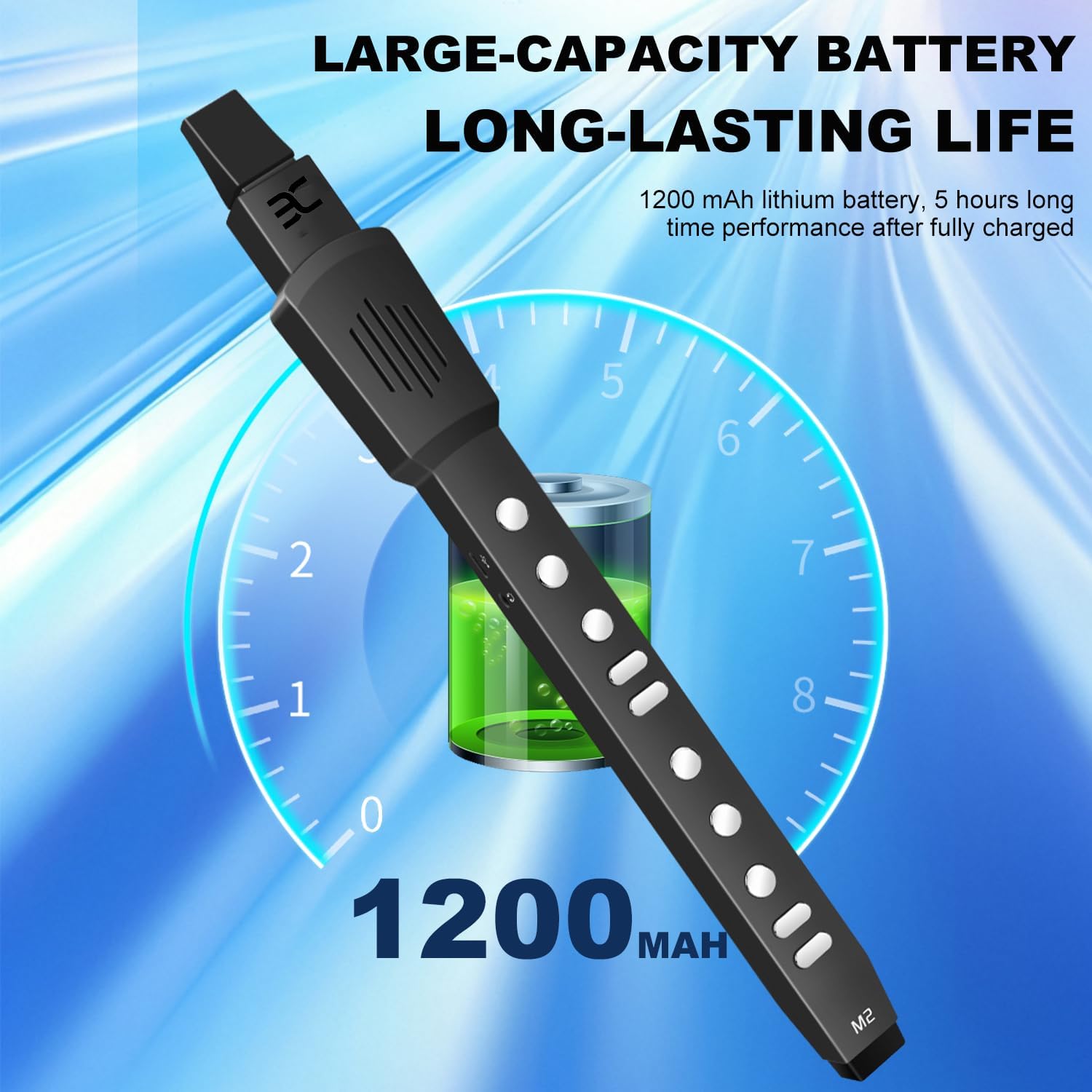 EX Electric Digital Wind Instrument, Electric Saxophone, with 12 Tones, 3 Fingering Modes, 3-Octave Range, Auto Vibrato & Transpose, Bluetooth MIDI & Rechargeable, Black