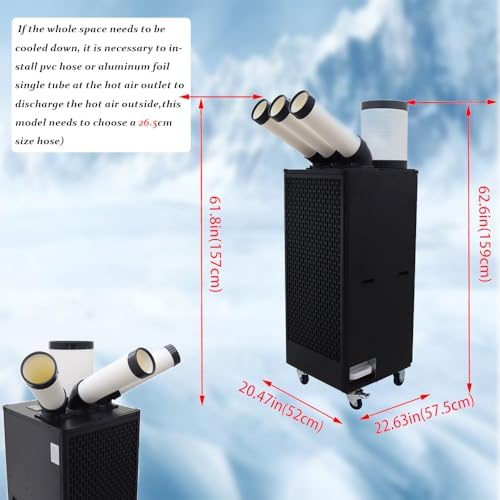 220V Commercial Industrial Air Conditioner Portable Industrial Spot Cooler 2500W Mobile Air Conditioner 1000-1100m³/h 22500BTU