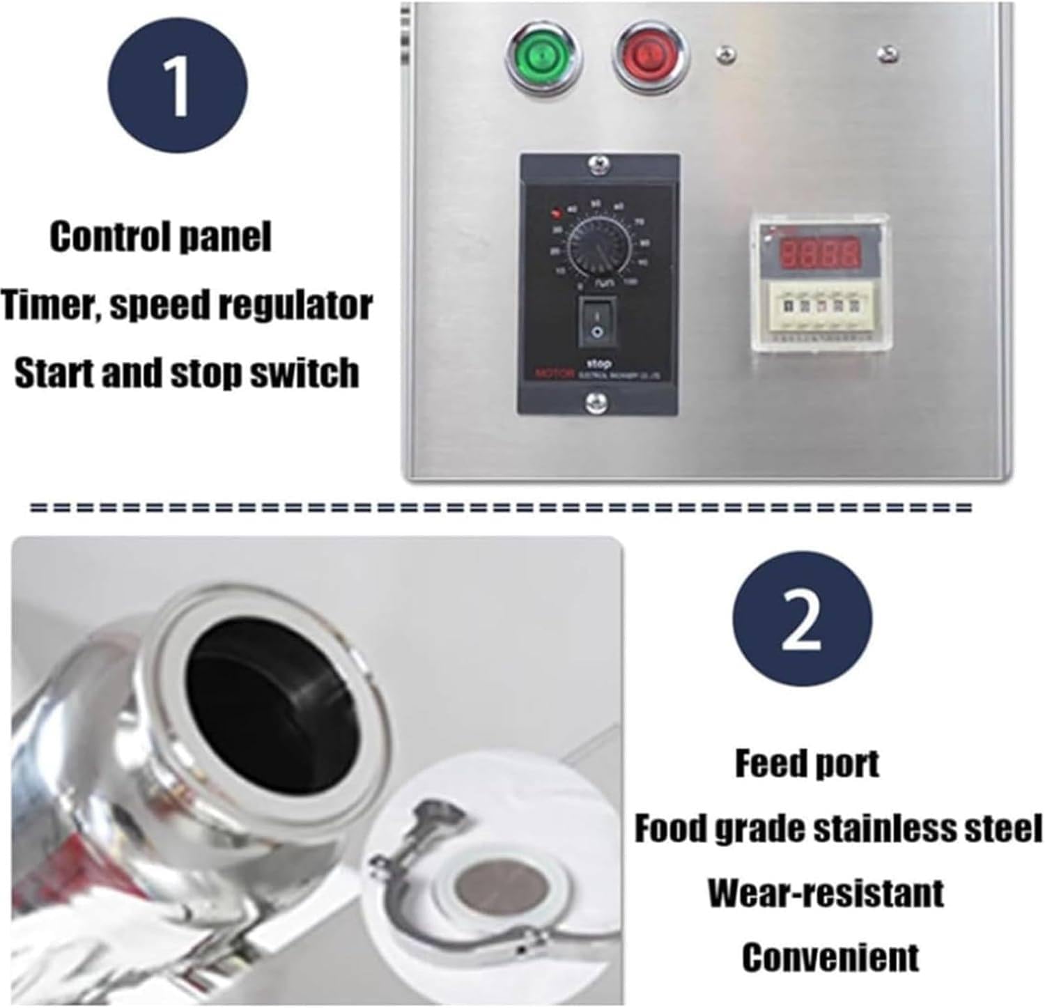 2L V-Type Powder Mixer Chinese Medicine Particle Blender Powder Mixer, Stainless Steel Experimental Mixer for Food and Chemicals Dry Powder Mixing Machine