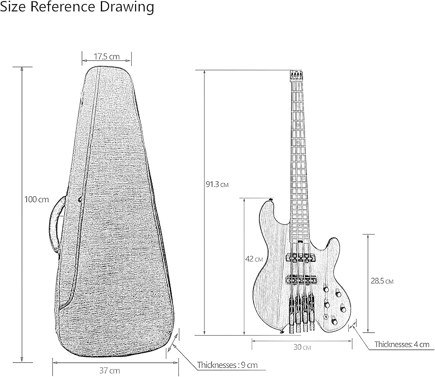 4-String Headless Electric Bass Guitar with ASH Body & Roasted Maple Neck – Active/Passive J-Style Pickups, 24 Stainless Steel Frets, Matte Finish Solid Body Bass (Dark Red with Bag)