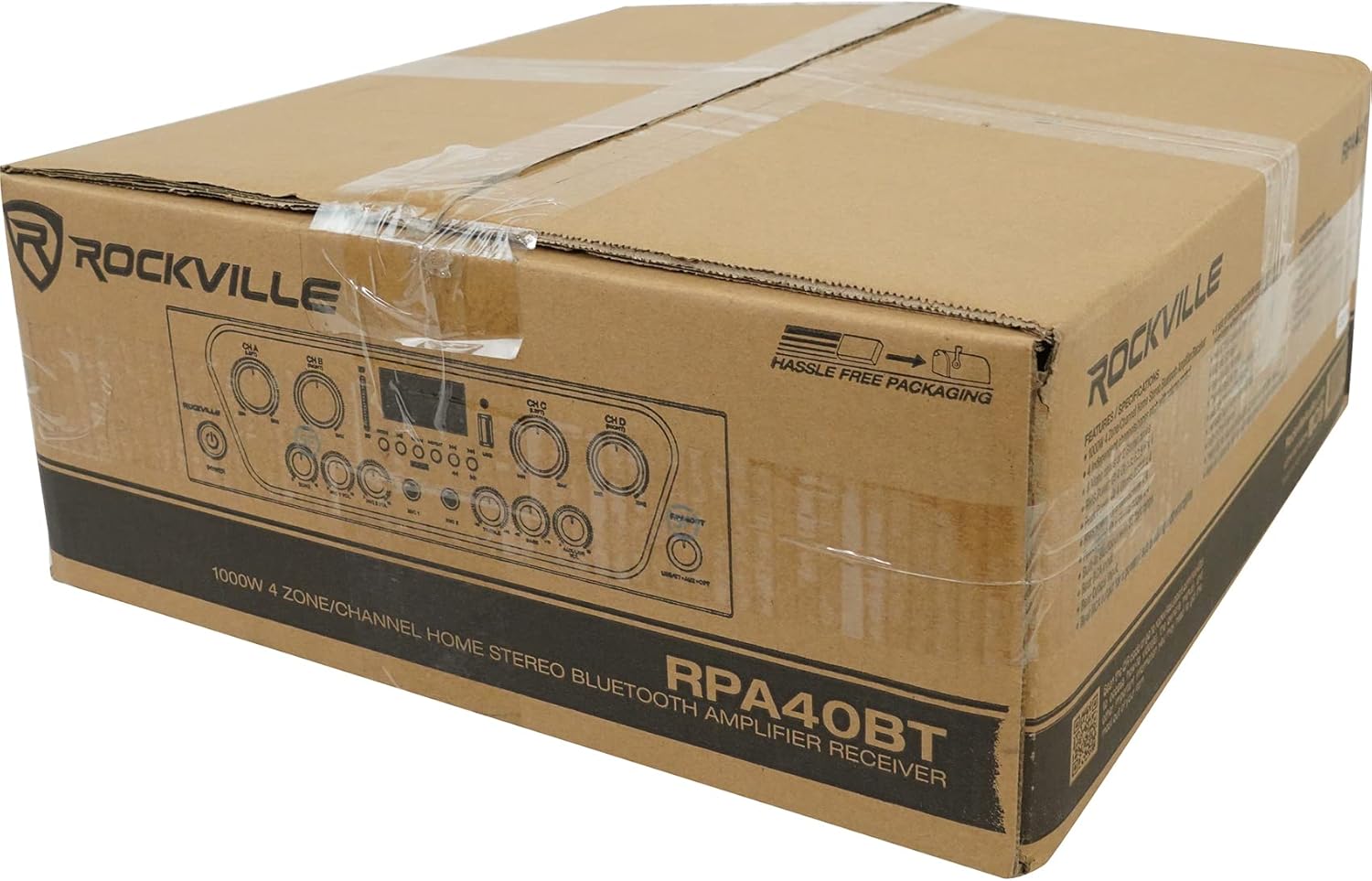 Rockville RPA40BT 1000W 4-Zone Home Stereo Bluetooth Amplifier Receiver, Multi-Room Audio, RCA/USB/SD/Optical Inputs, Mic Mixer w/Echo, FM Radio, for Home Entertainment and Small Venues