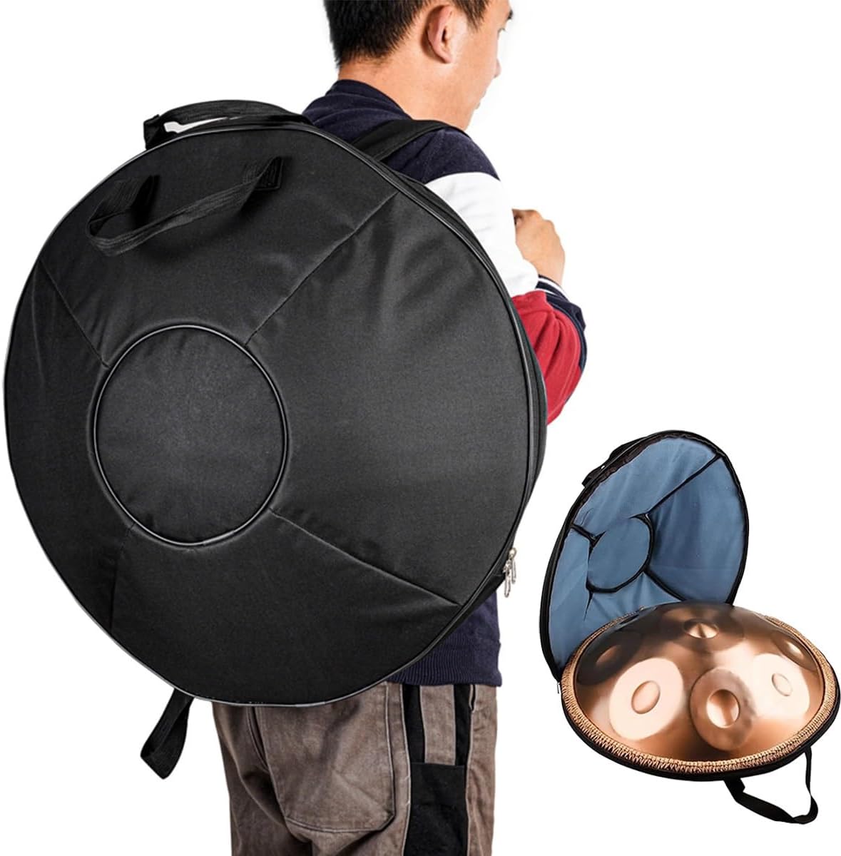 Steel Handpan D Minor Kurd 440Hz 432hz 9/10/12 Notes 22 Inch Handpan Drum Instrument Harmonic Percussion for Sound Healing, Personal Meditation, Yoga(Black,440HZ/12Note)