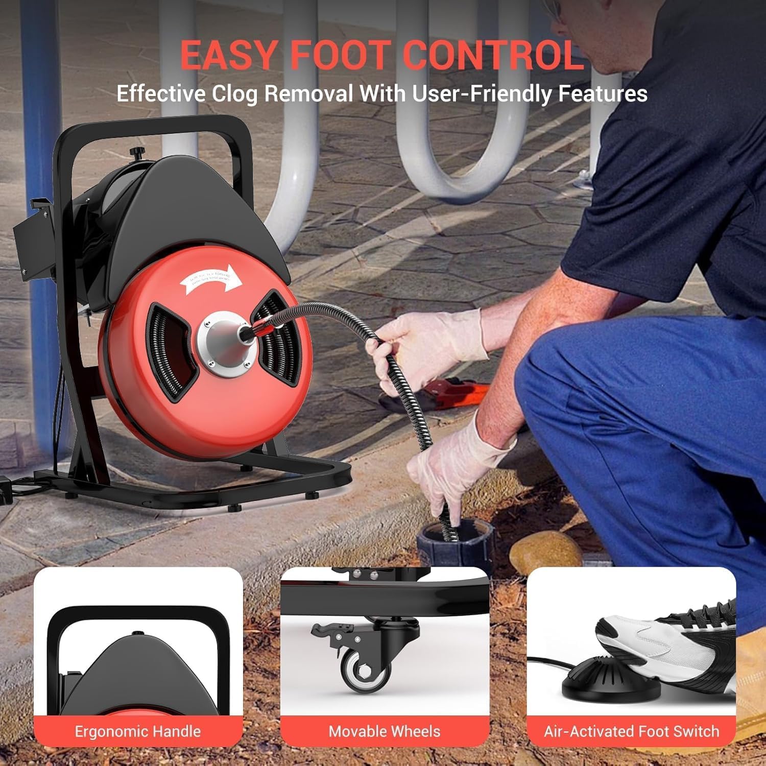 Electric Drain Cleaning Machine – 50FT x 1/2