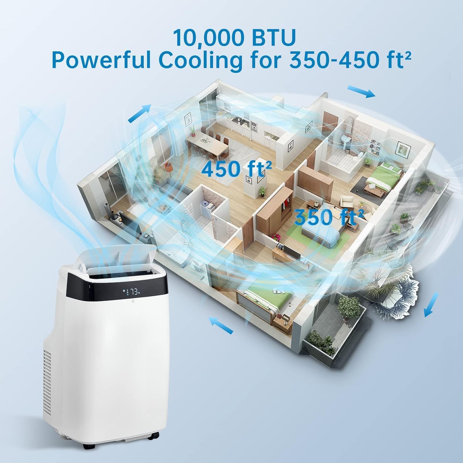 10000btu Portable Air Conditioner,Portable Ac Unit with Remote Control &Window Kit,3-in-1 Function,550 Sq. Ft Coverage,Air Conditioner Portable for Room or Office