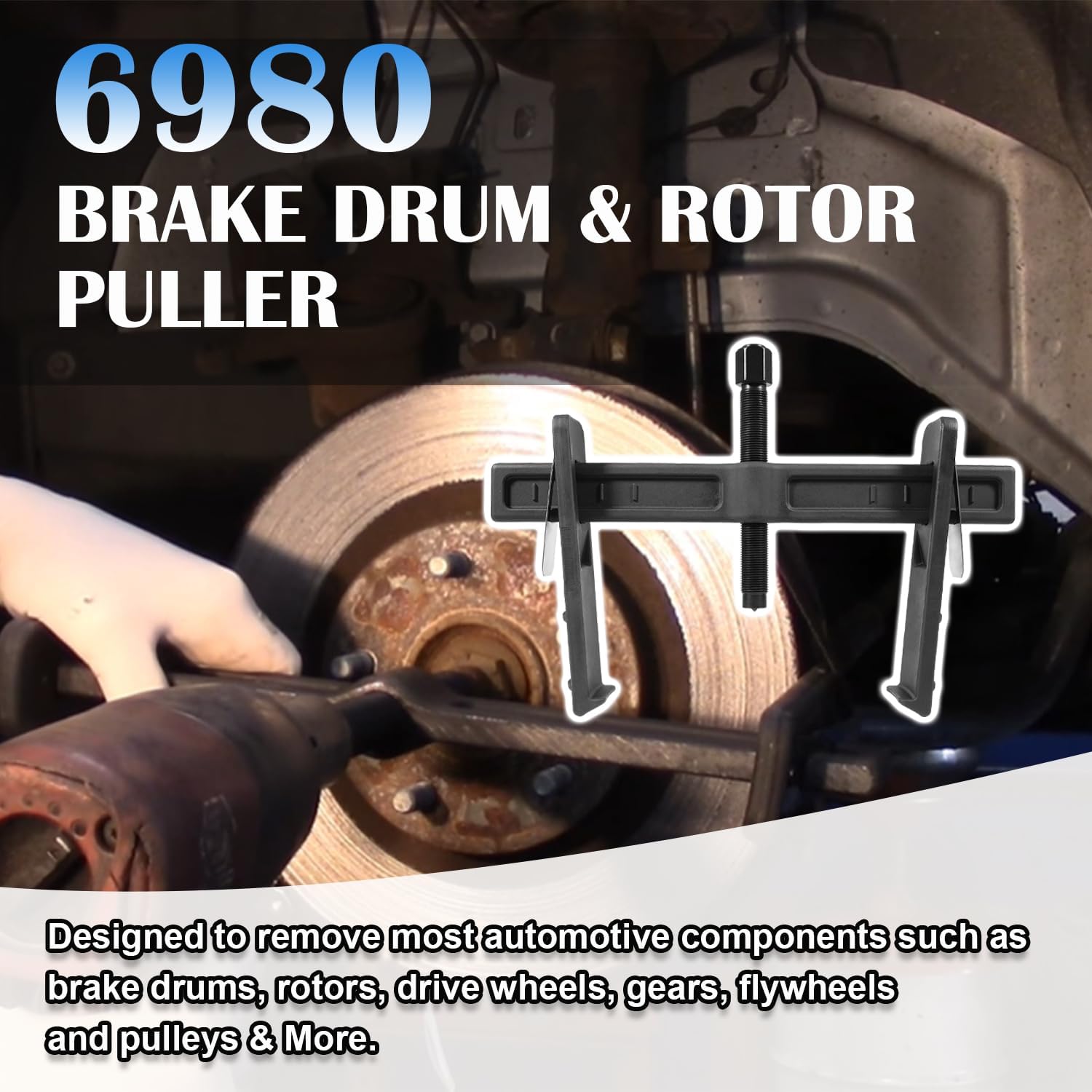 6980 Brake Drum and Rotor Puller Kit/Brake Drum Hub Puller/Brake Rotor Removal Tool for Removing Brake Drums, Rotors, Drive Wheels, Gears, Flywheels and Pulleys
