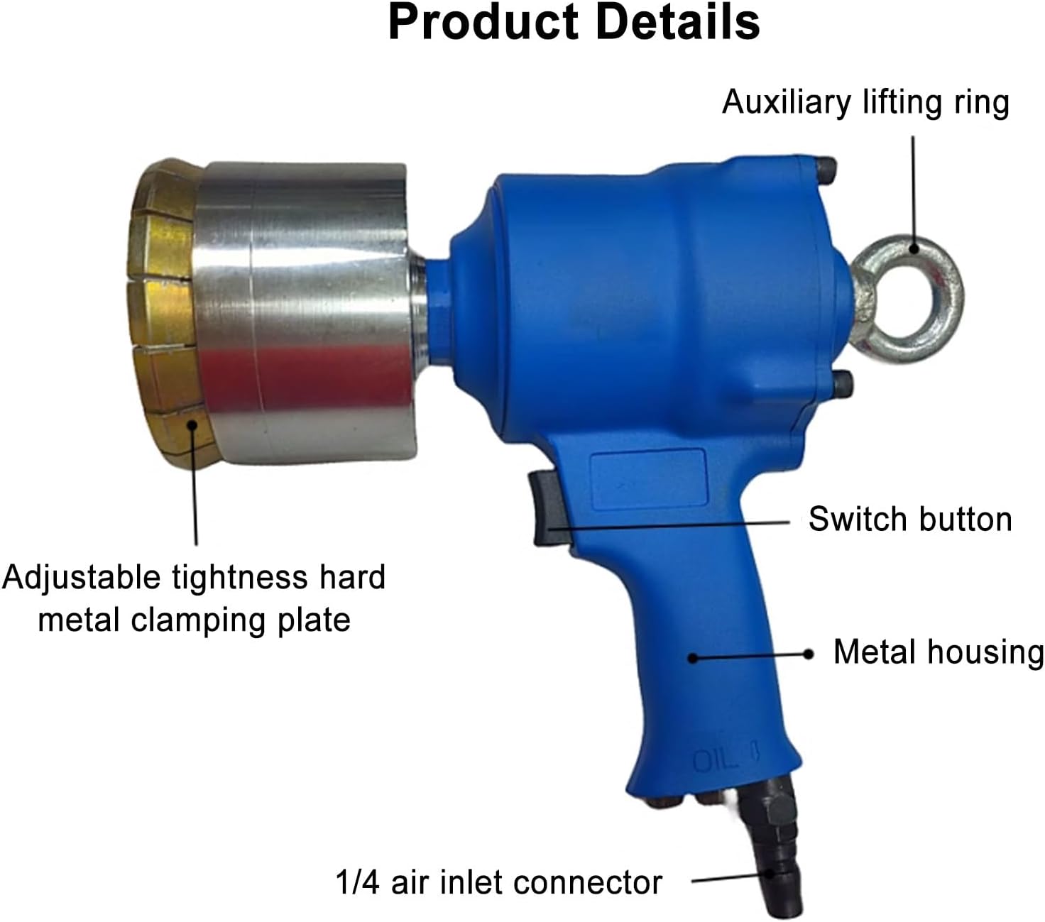 200L Air-Driven Crimping Tool for 53 Gallon Oil Drums - Manual Pressure Cap Sealer with 30mm & 75mm Attachments for 35mm & 70mm Barrel Sealing