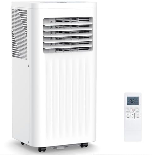 COWSAR Portable Air Conditioners, 10000 BTU Portable AC Unit with Dehumidifier & Fan, 24H On/Off Timer, Up to 450 Sq.Ft, Quiet Air Conditioner Portable for Room, Window Mount Kit & Remote Control