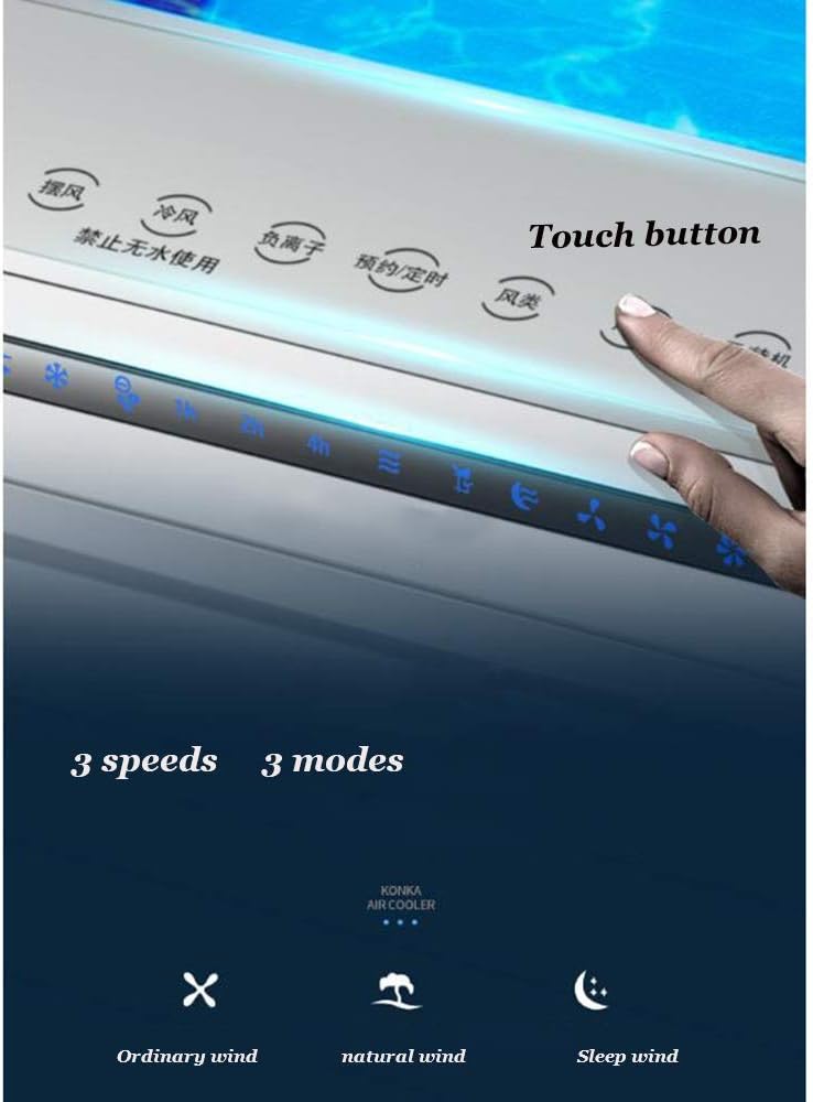 Cooling Fans Air Conditioner Fan,3 Speed,90° Oscillation,7H Timing Humidifier Cooler Evaporative Air Cooler Cooling Fan for Office, Dorm, Room, Outdoor 60W 3 Speed Setting