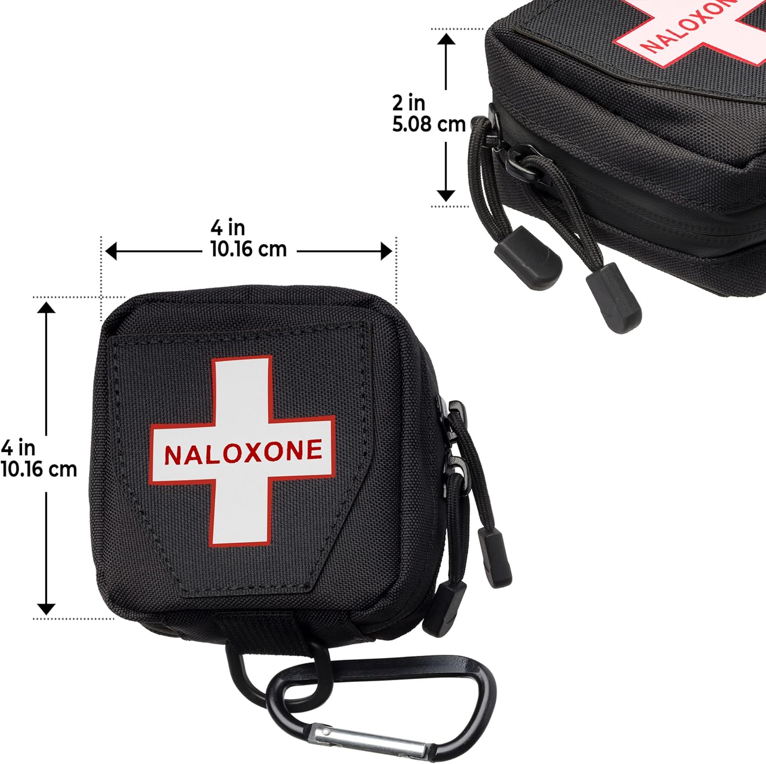 100 Pack Naloxone Belt Pouch for Overdose Kits with MOLLE Straps | Attaches to Duty Vests, Backpacks & Belts | Compact Design Holds Two Naloxone Nasal Spray Doses & Accessories | Naloxone Not Included