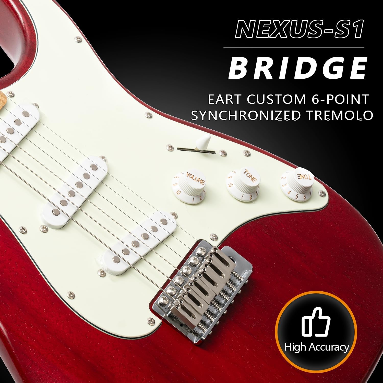 EART Nexus-S1 Electric Guitar with Roasted Mahogany Body, Maple Neck & Tremolo Bridge for Versatile Playability