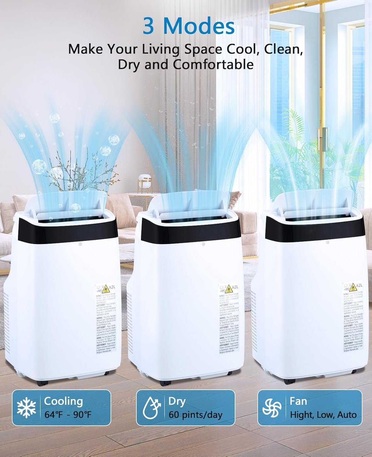 10000 BTU Portable Air Conditioner - 3-in-1 Cooling/Fan/Dehumidifier with Remote, Quiet Freestanding AC Unit | Cools Up to 450 sq.ft, Sleep Mode & 24H Timer