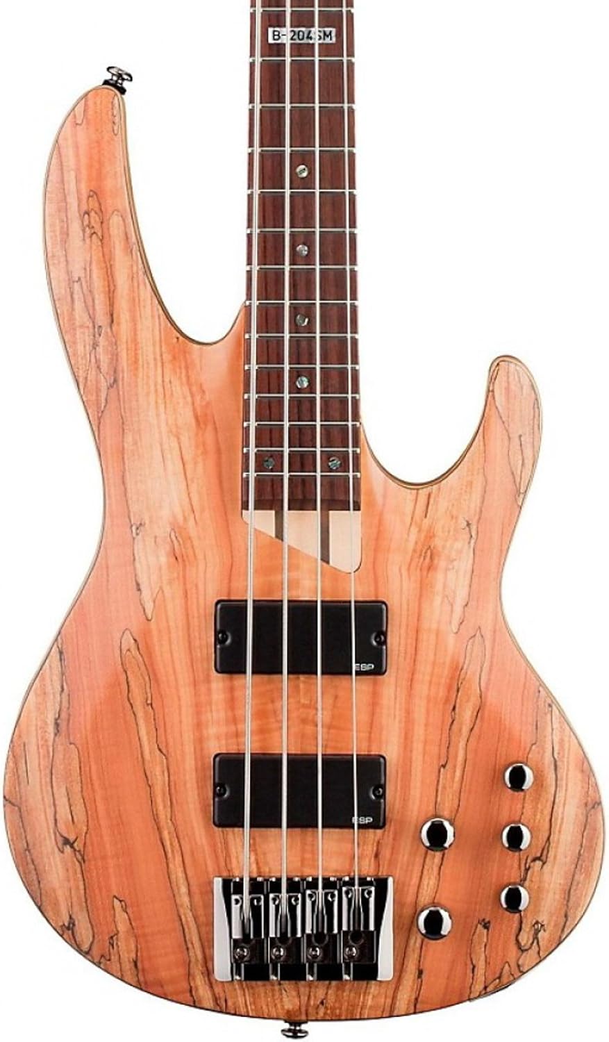 ESP LTD B-204SM Spalted Maple Bass Guitar, Natural Satin