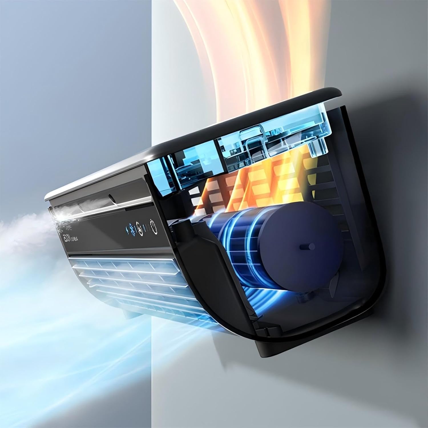 Saker SakerPlus Portable Wireless Wall Mounted Air Conditioner | 10s Cool 13°C & 10dB Ultra-Quiet | 3 Smart Speed Modes | 6000mAh Battery with Remote | for Kitchen Bedroom Garage RV Dorm（white）