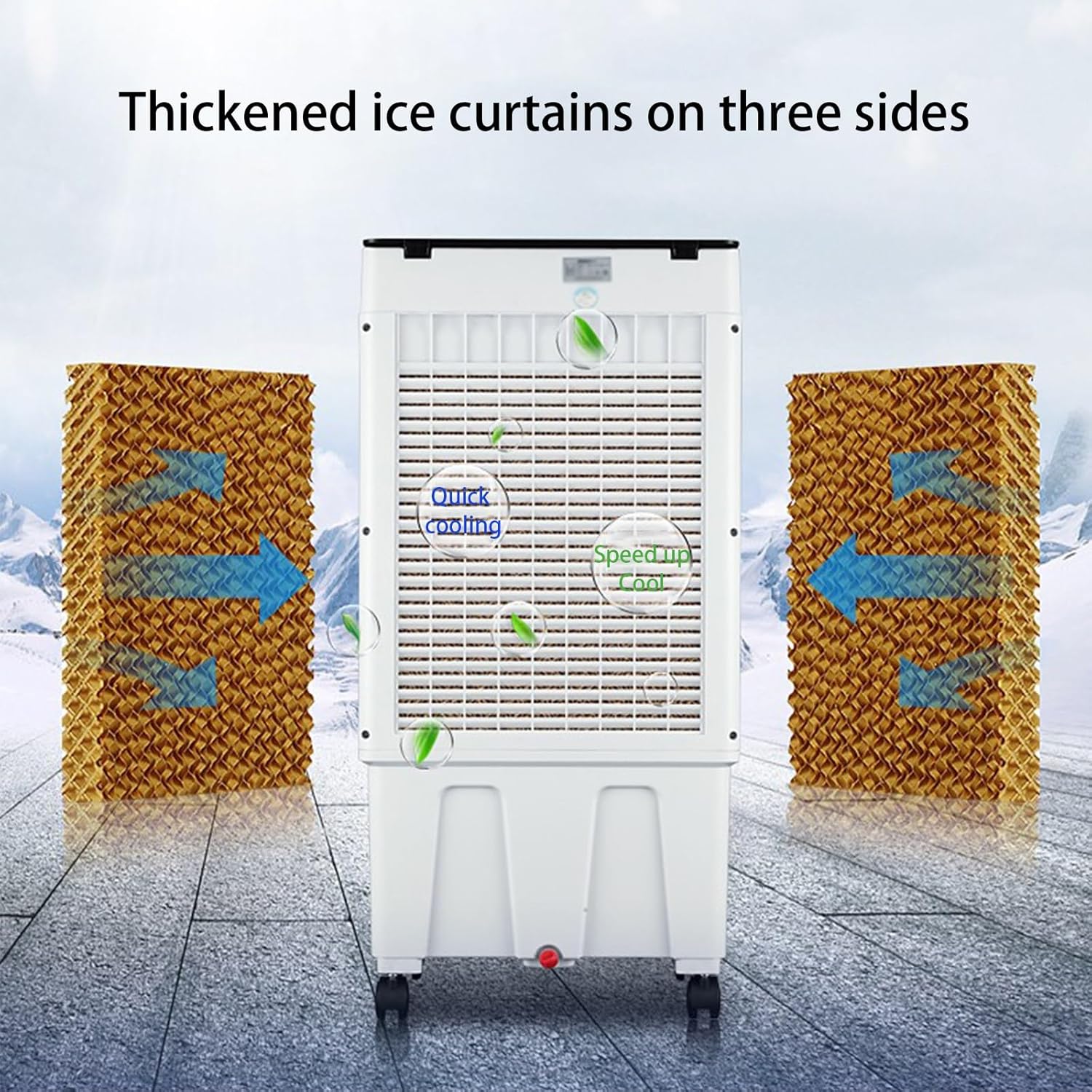 Evaporative Air Cooler, Personal Swamp Cooler with Large Water Tank and 3 Speeds, Fast Cooling Windowless Air Conditioner for Room