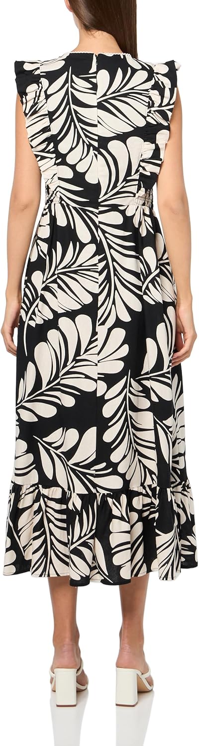 Anne Klein Women's V Neck Ruffle SLV Modern Midi Dress