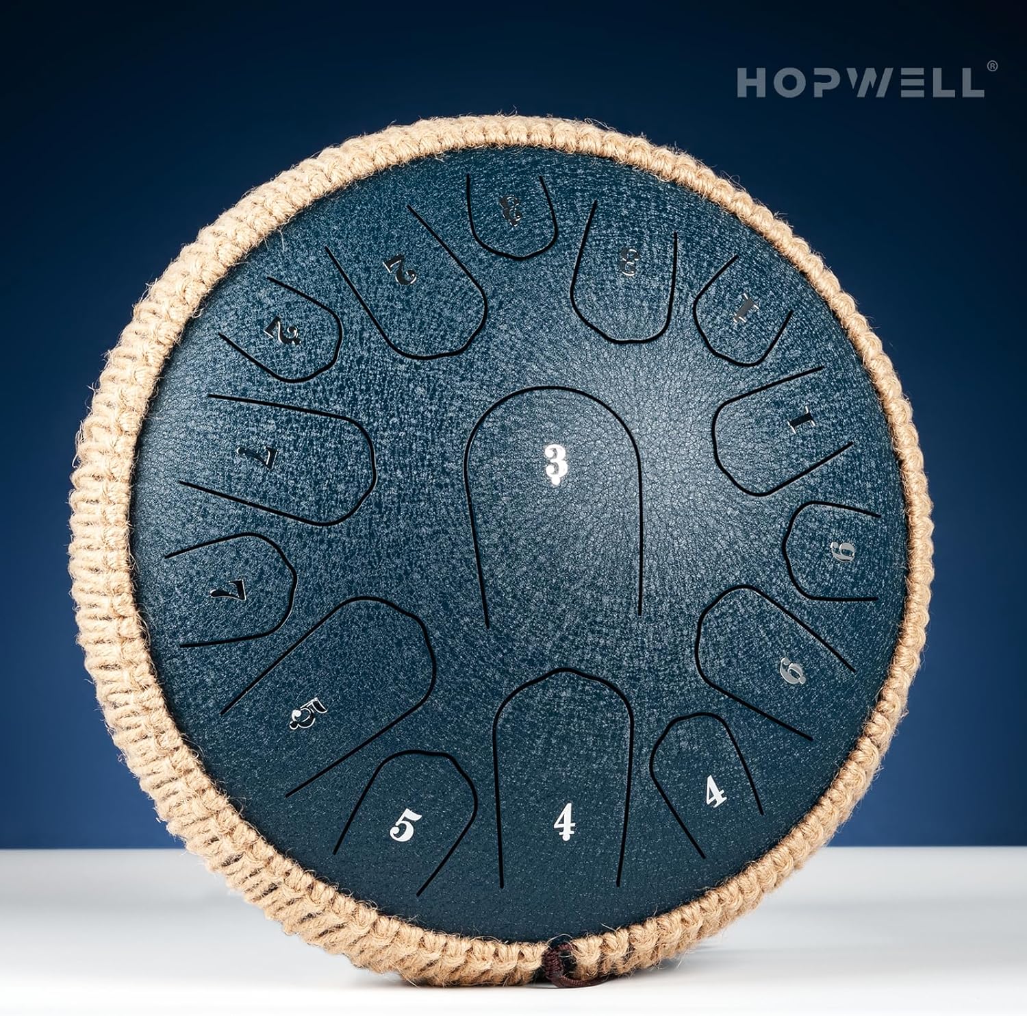 Steel Tongue Drum - 13 Inches 15 Notes Tongue Drum - Hand Pan Drum with Music Book, Handpan Drums Mallets and Carry Bag, D Major (Navy Blue)