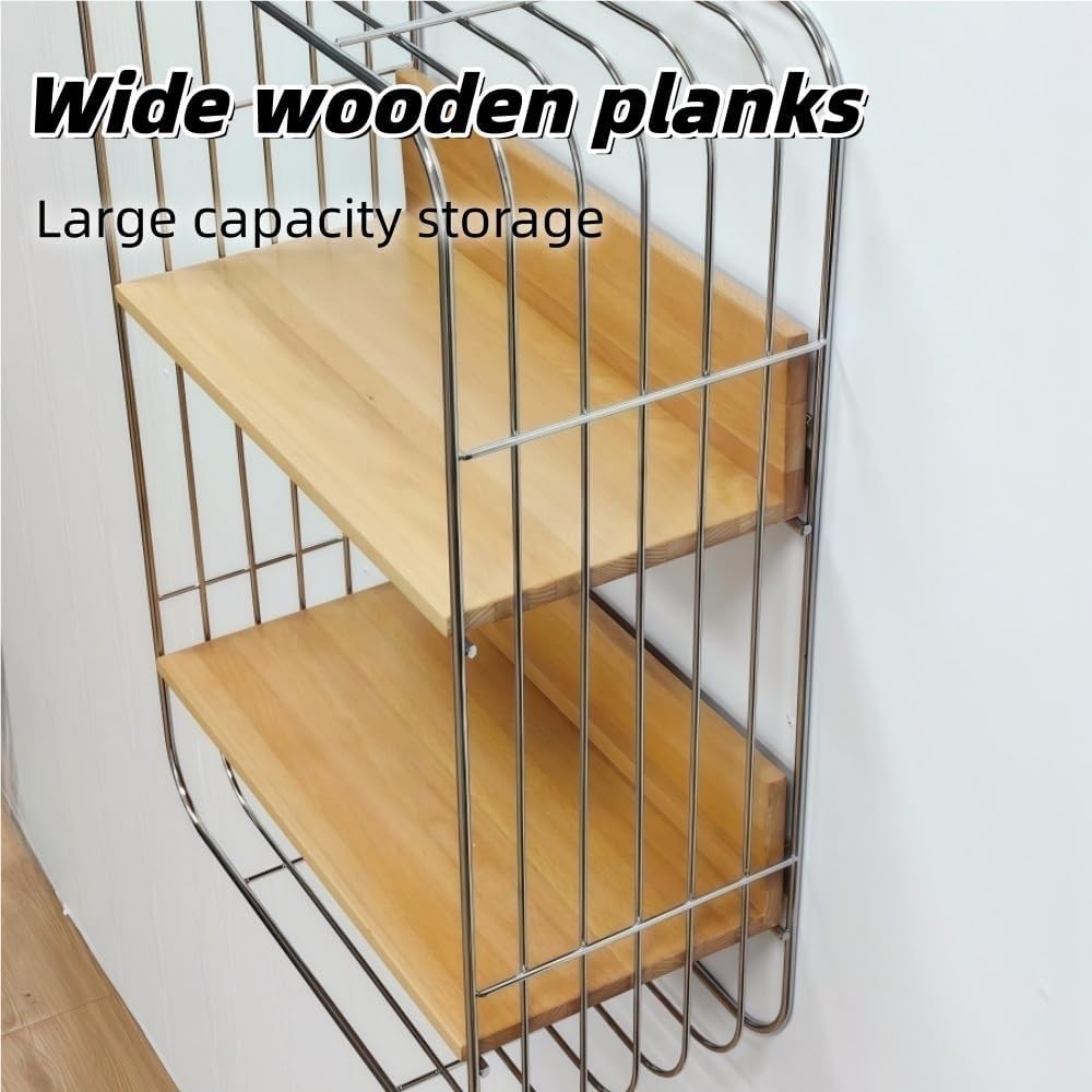 Multifunction Floating Wall Shelves with Multi-Layer Design, Square Metal Wall Mounted Shelf Rack for Bathroom Bedroom Office Kitchen Storage Display